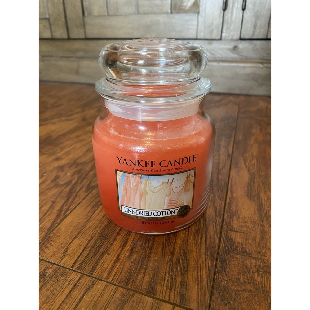 Yankee Candle LINE-DRIED COTTON RETIRED Medium Candle 14.5 Oz New Single Wick